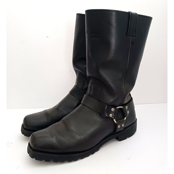 Harley Davidson Hustin 95354 Blk Leather Harness Moto Boot Square Toe  US12 - Picture 2 of 14
